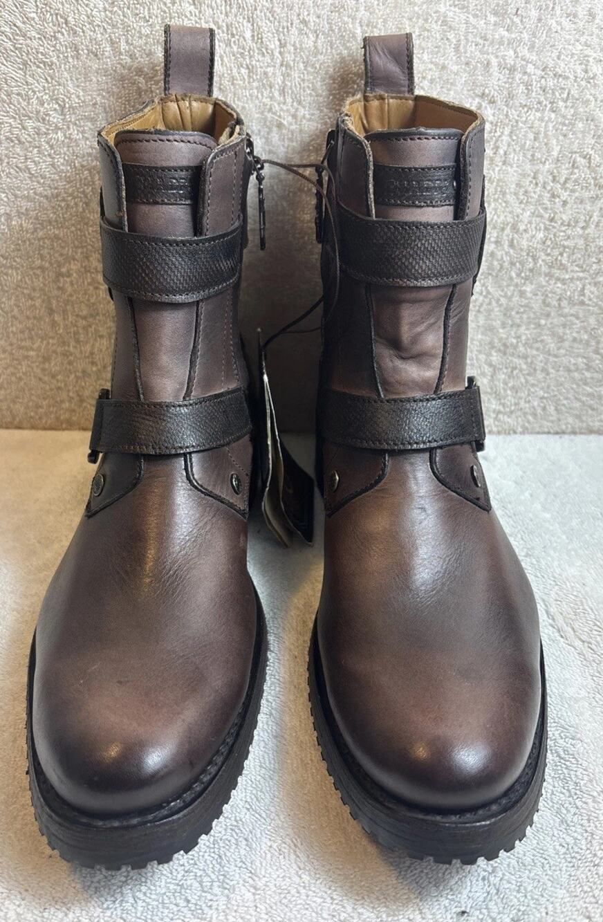 Cuadra Mens Harness Ankle Boots Size 7 Brown Round Toe Western Leather